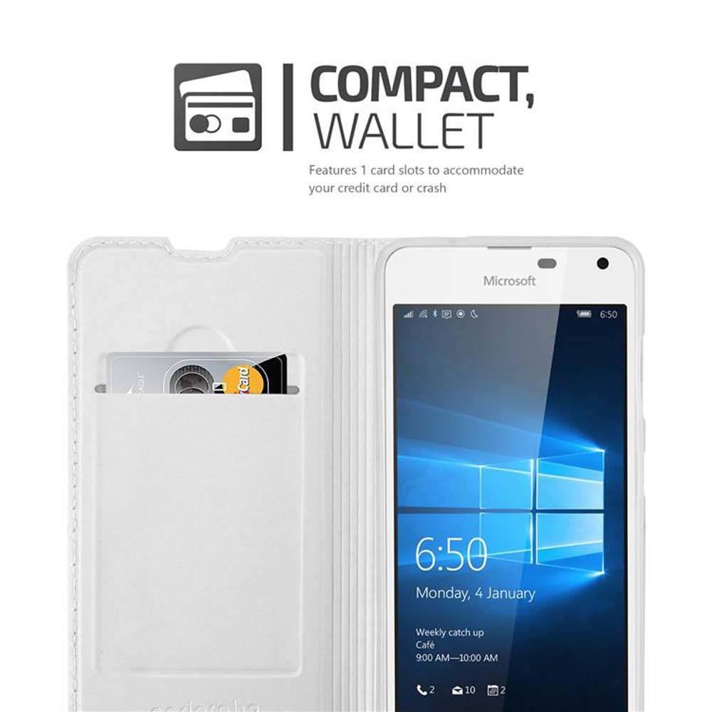 Cadorabo Handyhülle für Nokia Lumia 650 Schutz Hülle in Silber Cover Etui Book Case Booklet