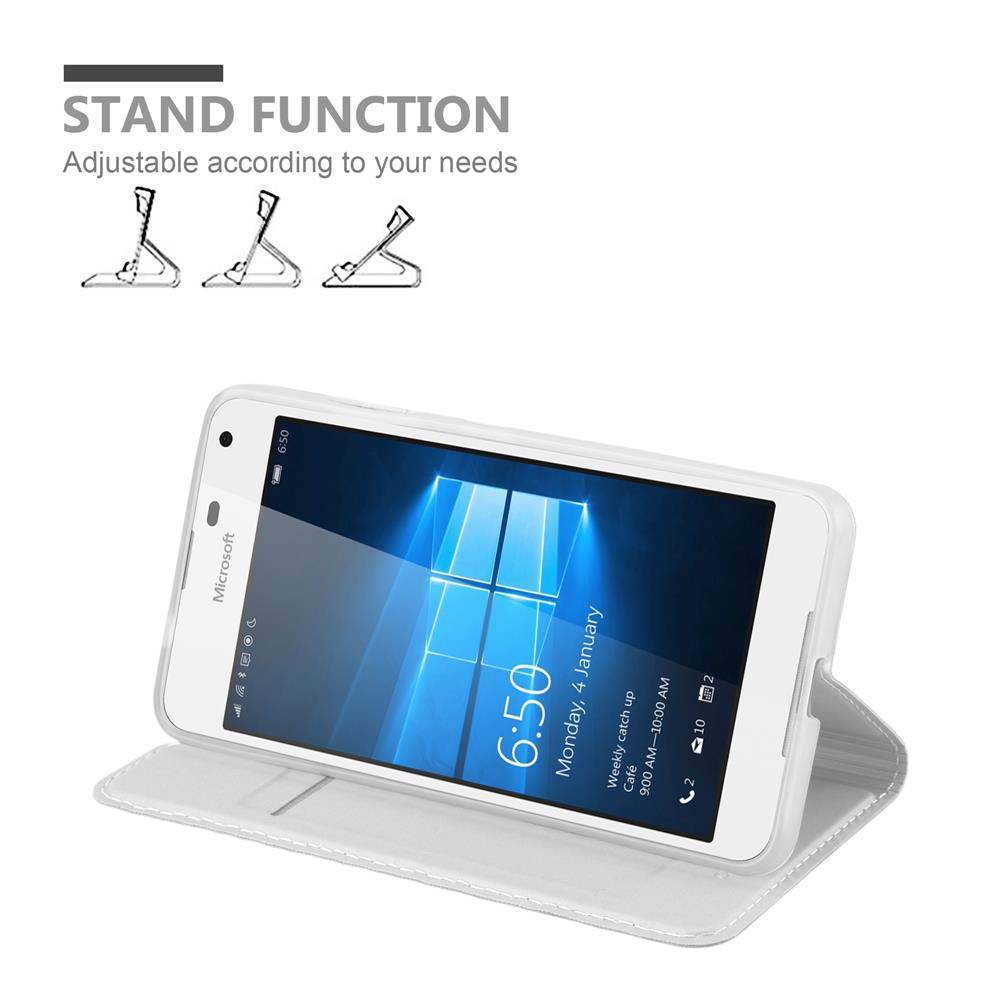 Cadorabo Handyhülle für Nokia Lumia 650 Schutz Hülle in Silber Cover Etui Book Case Booklet