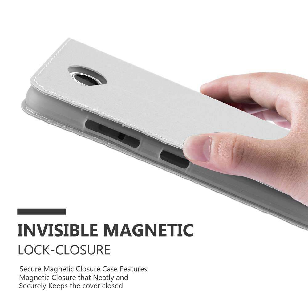 Cadorabo Handyhülle für Nokia Lumia 650 Schutz Hülle in Silber Cover Etui Book Case Booklet