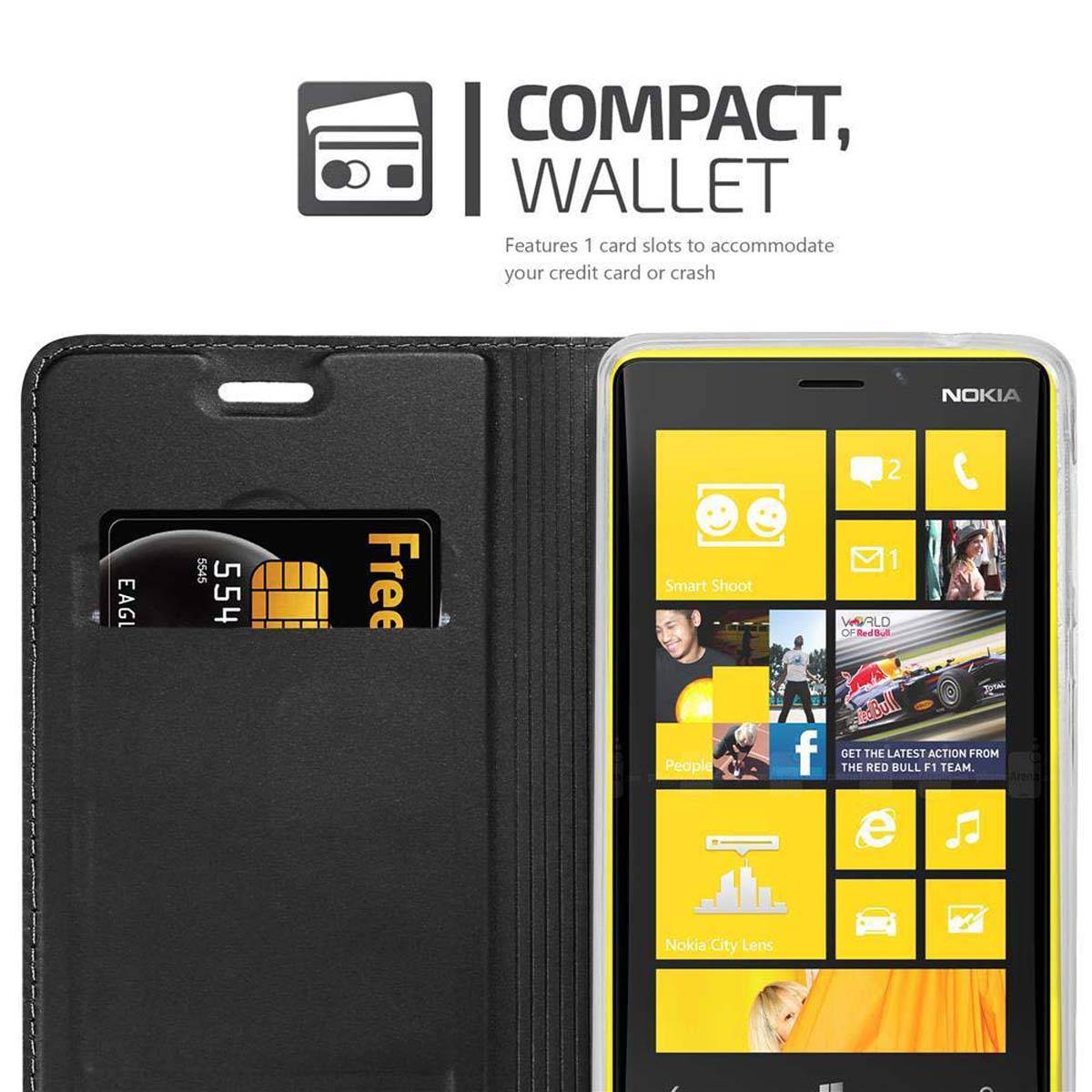 Cadorabo Handyhülle für Nokia Lumia 920 Schutz Hülle in Schwarz Cover Etui Book Case Booklet