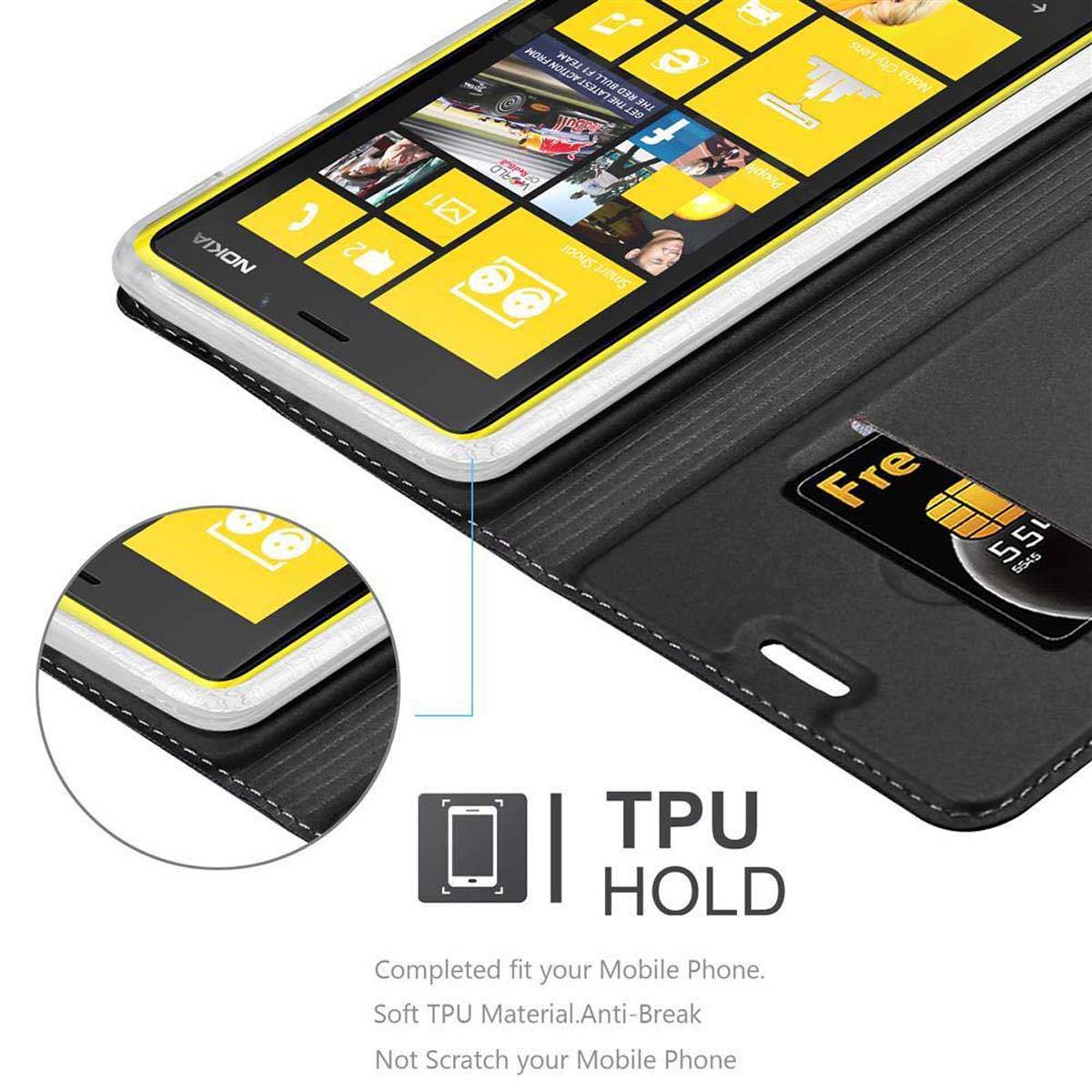 Cadorabo Handyhülle für Nokia Lumia 920 Schutz Hülle in Schwarz Cover Etui Book Case Booklet