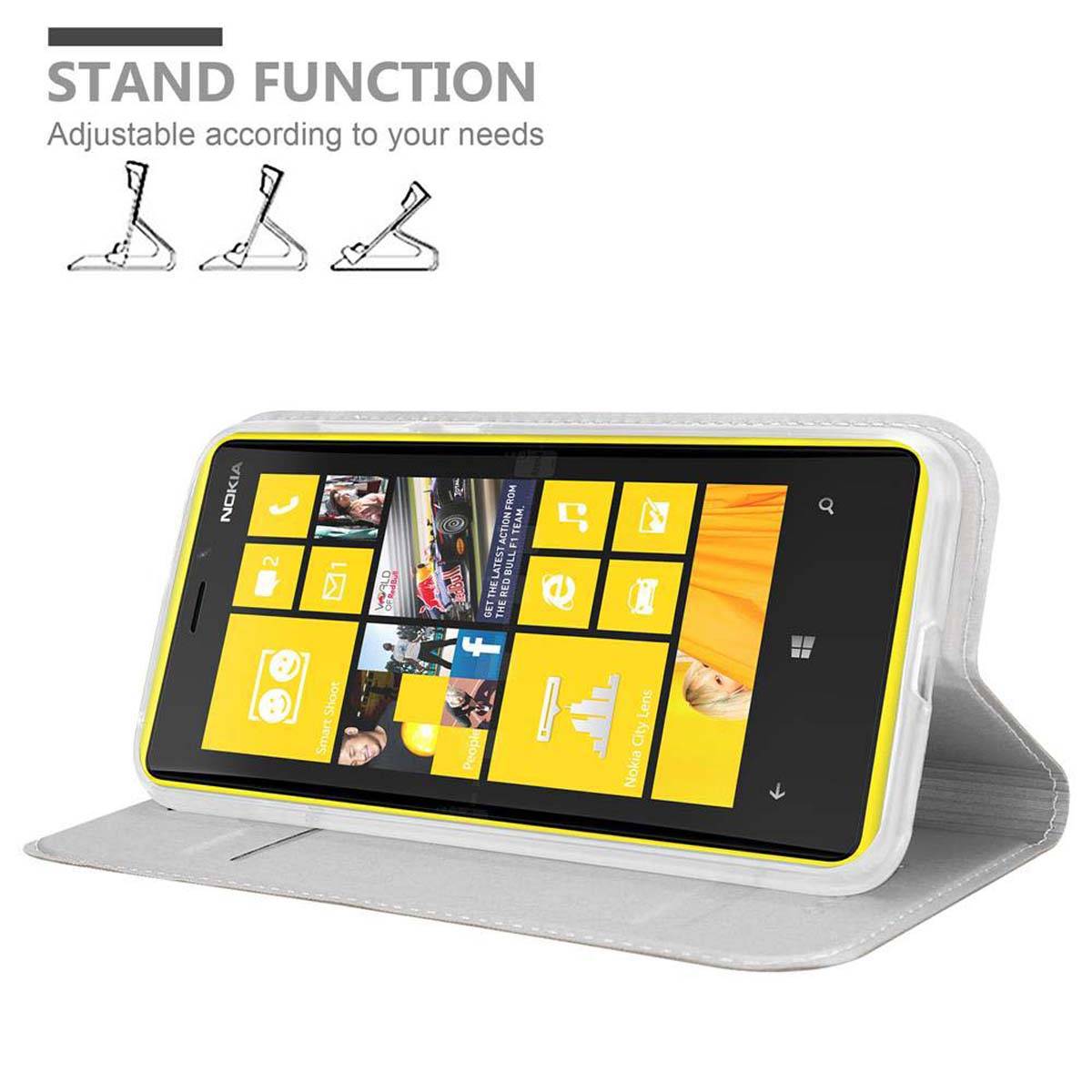 Cadorabo Handyhülle für Nokia Lumia 920 Schutz Hülle in Silber Cover Etui Book Case Booklet