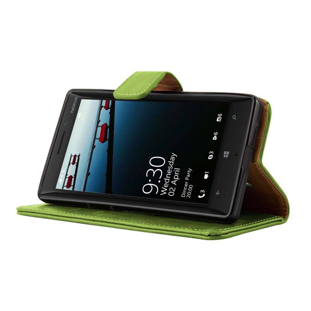 Cadorabo Hülle für Nokia Lumia 929 / 930 Schutzhülle in Grün Handyhülle Book Tasche Case Etui Luxury