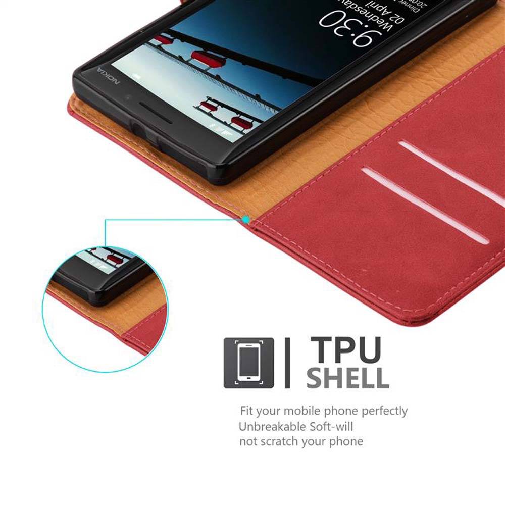 Cadorabo Hülle für Nokia Lumia 929 / 930 Schutzhülle in Rot Handyhülle Book Tasche Case Etui Luxury