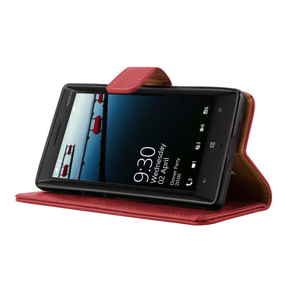 Cadorabo Hülle für Nokia Lumia 929 / 930 Schutzhülle in Rot Handyhülle Book Tasche Case Etui Luxury