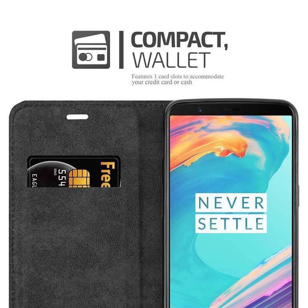 Cadorabo Hülle für OnePlus 5T Schutz Hülle in Rot Handyhülle Etui Case Cover Magnetverschluss