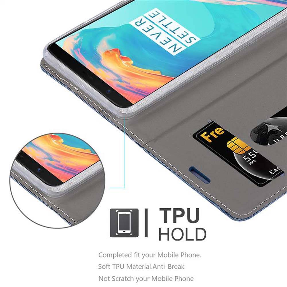 Cadorabo Hülle für OnePlus 5T Schutzhülle in Blau Handy Hülle Etui Book Case Cover