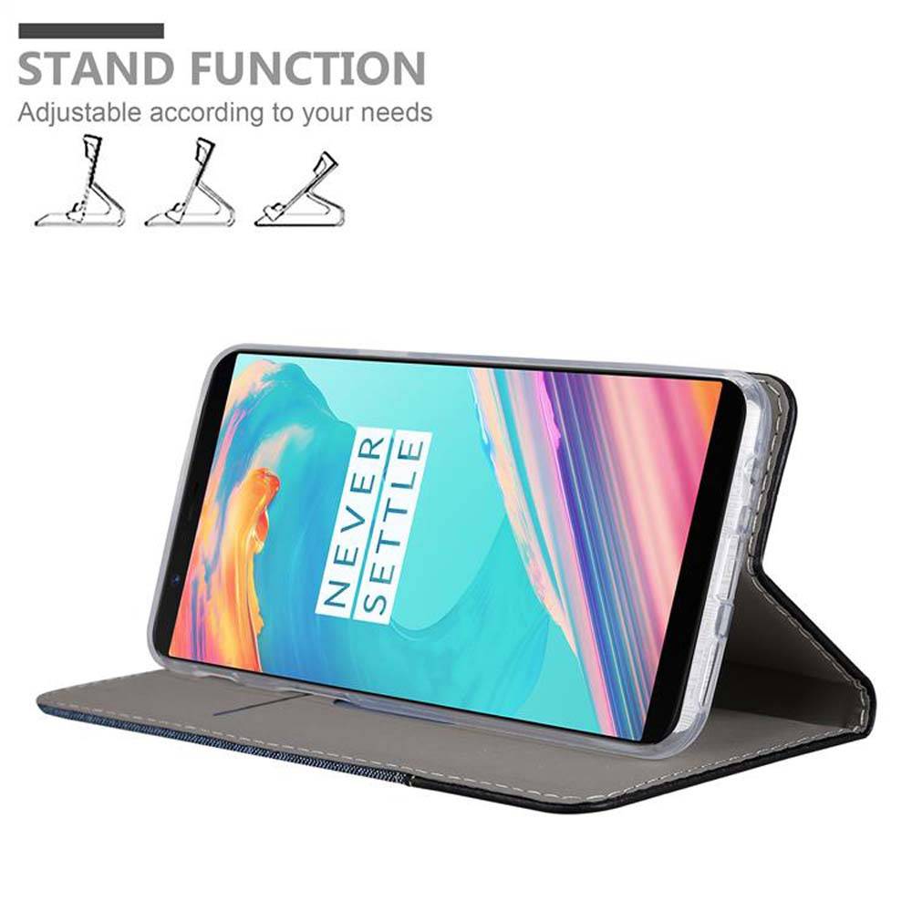 Cadorabo Hülle für OnePlus 5T Schutzhülle in Blau Handy Hülle Etui Book Case Cover