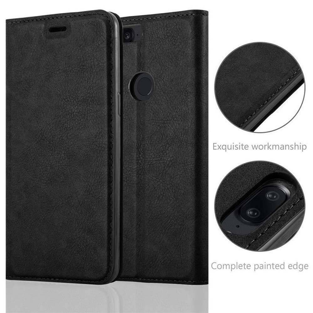 Cadorabo Hülle für OnePlus 5T Schutz Hülle in Schwarz Handyhülle Etui Case Cover Magnetverschluss