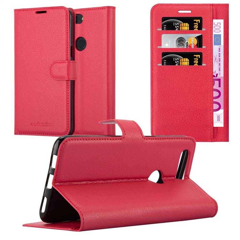 Cadorabo Hülle für OnePlus 5T Schutz Hülle in Rot Handyhülle Etui Case Cover Magnetverschluss