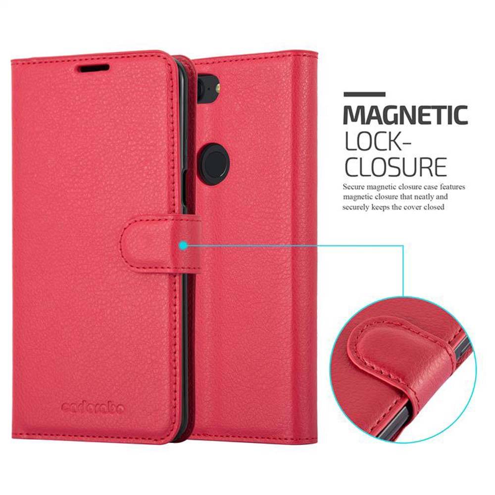 Cadorabo Hülle für OnePlus 5T Schutz Hülle in Rot Handyhülle Etui Case Cover Magnetverschluss