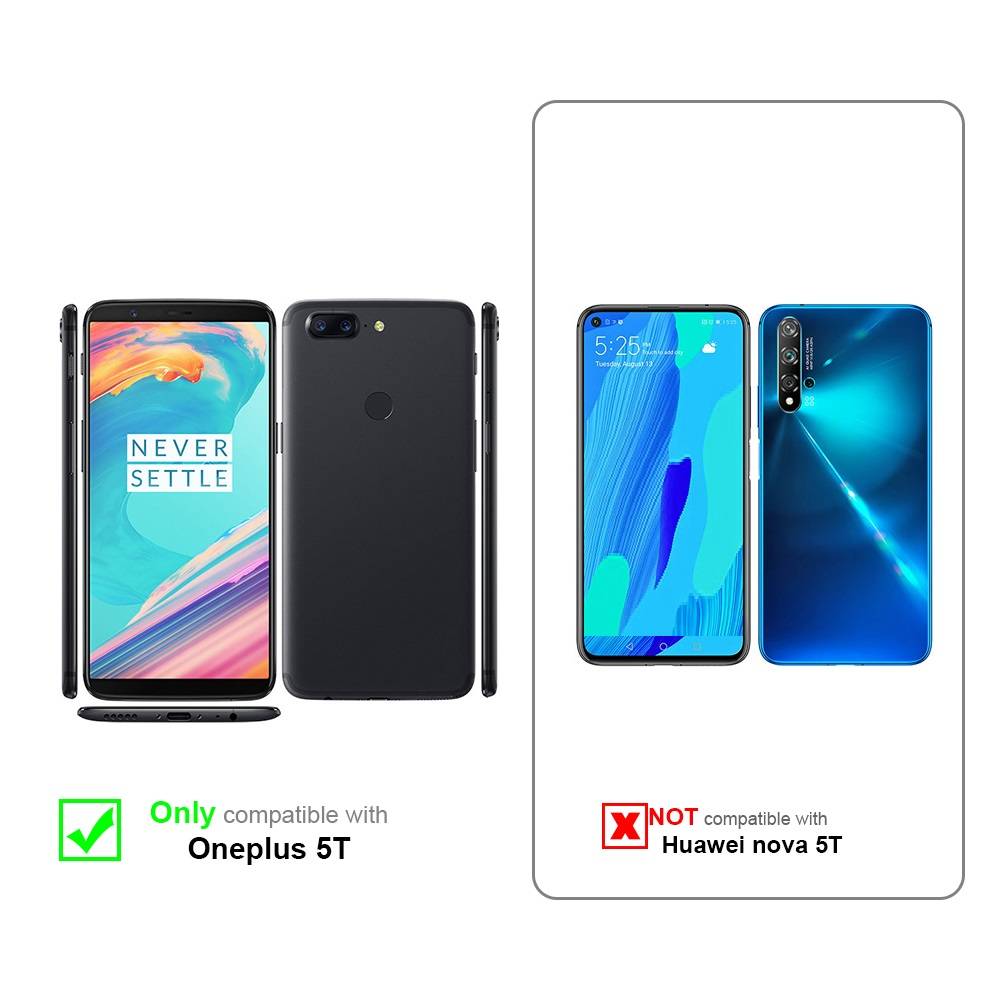 Cadorabo Hülle für OnePlus 5T Schutz Hülle in Schwarz Handyhülle Etui Case Cover Magnetverschluss