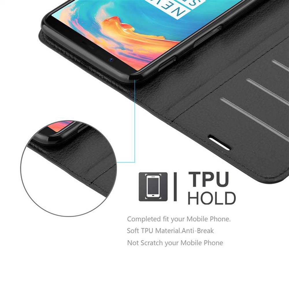 Cadorabo Hülle für OnePlus 5T Schutz Hülle in Schwarz Handyhülle Etui Case Cover Magnetverschluss
