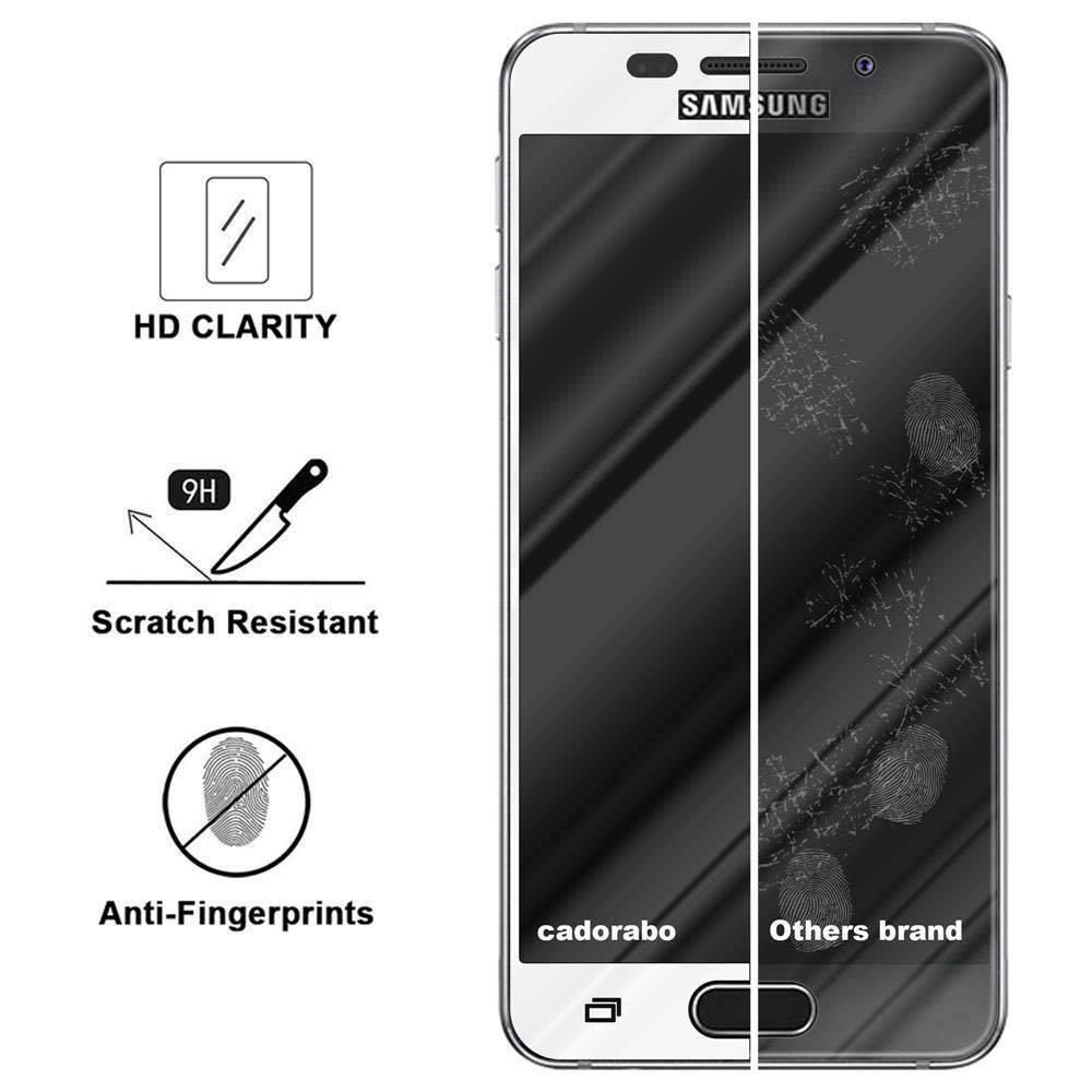 Cadorabo Panzerfolie für Samsung Galaxy A7 2016 Schutzfolie in Weiß Vollbild Folie Tempered Display Schutzglas