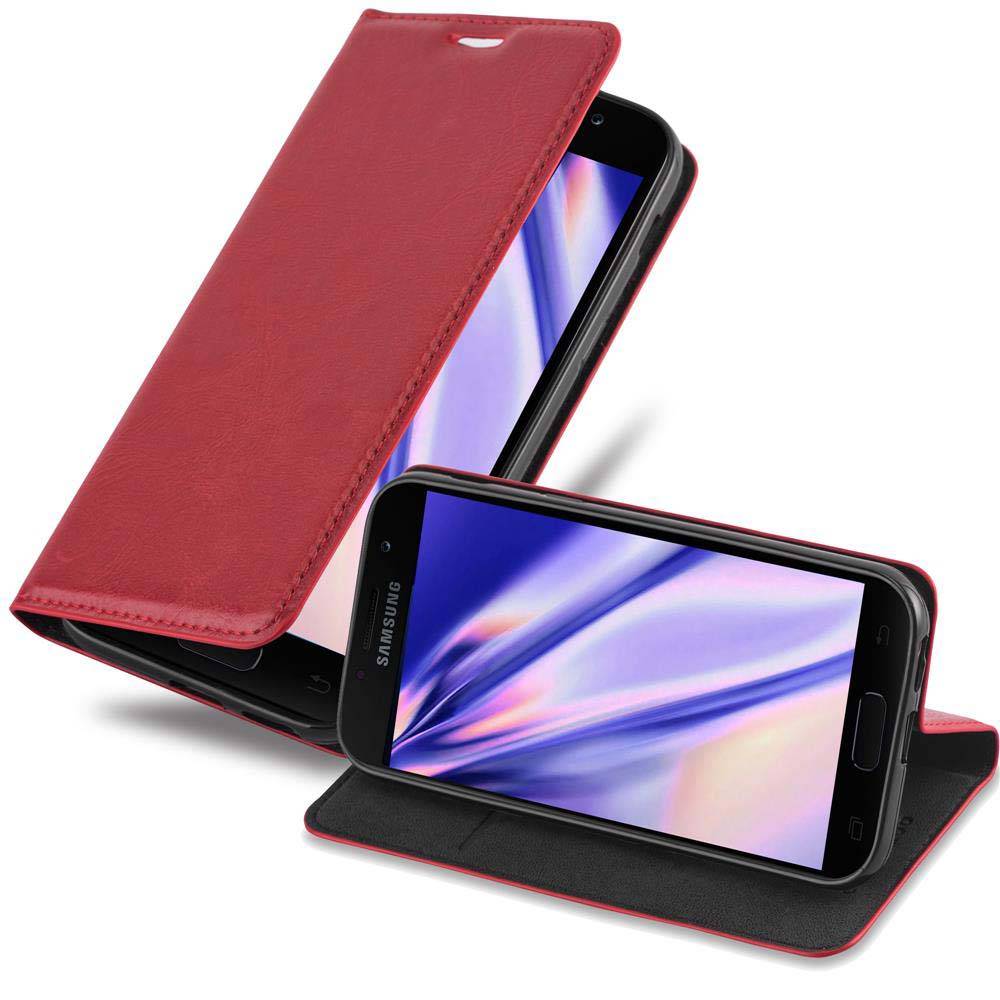 Cadorabo Hülle für Samsung Galaxy A7 2017 Schutz Hülle in Rot Handyhülle Etui Case Cover Magnetverschluss