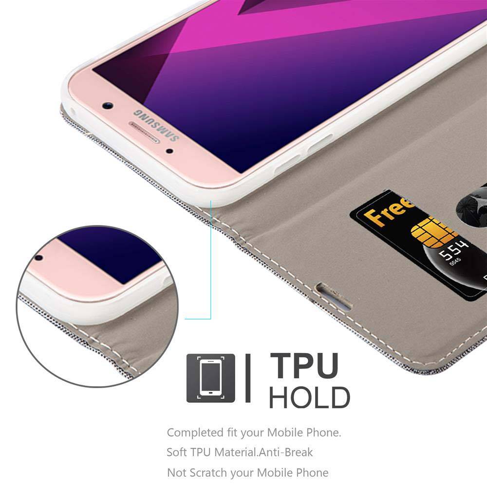 Cadorabo Hülle für Samsung Galaxy A7 2017 Schutzhülle in Grau Handy Hülle Etui Book Case Cover