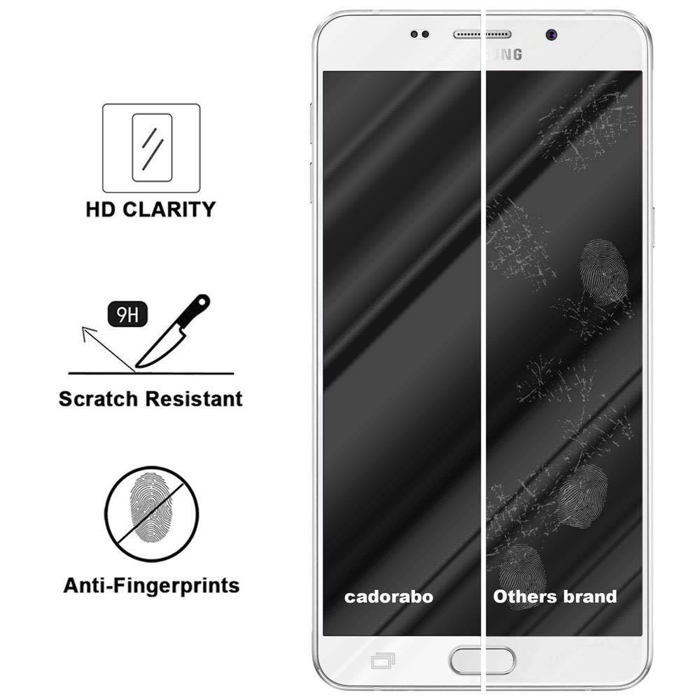 Cadorabo Panzerfolie für Samsung Galaxy A9 2016 Schutzfolie in Weiß Vollbild Folie Tempered Display Schutzglas