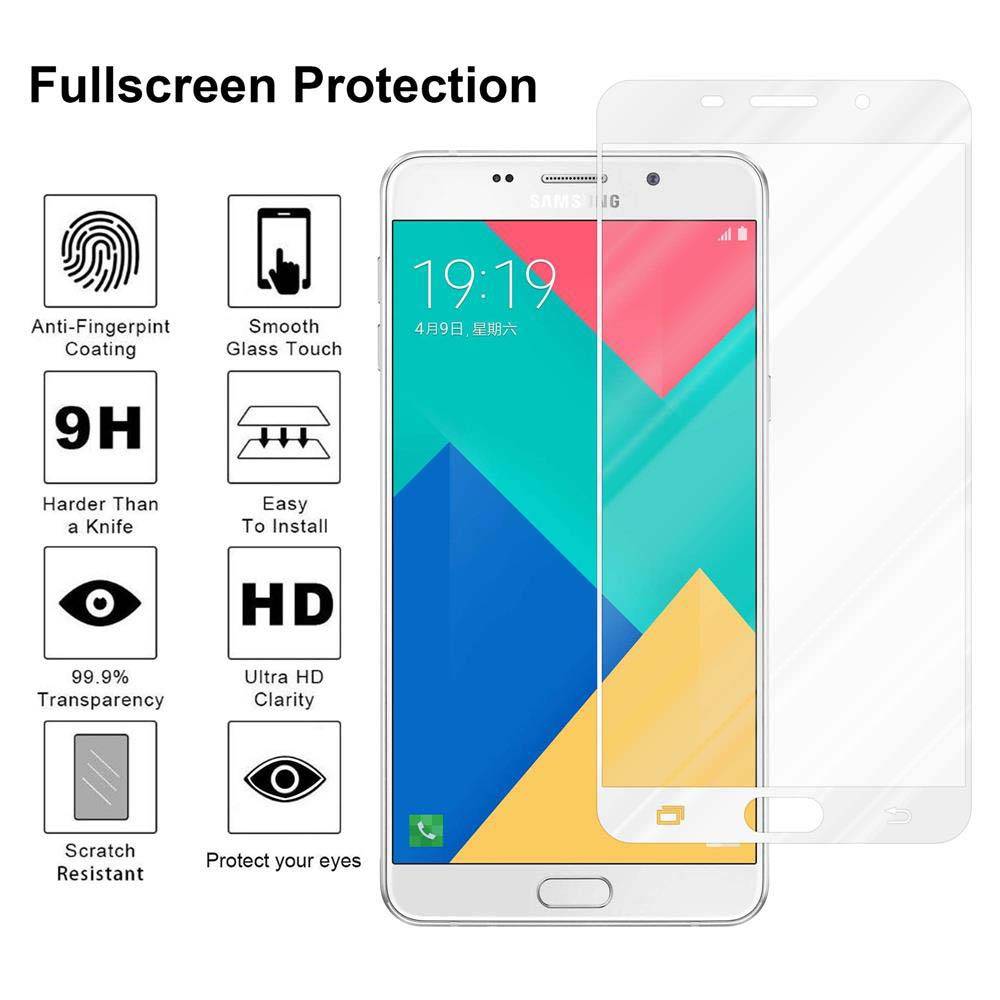 Cadorabo Panzerfolie für Samsung Galaxy A9 2016 Schutzfolie in Weiß Vollbild Folie Tempered Display Schutzglas