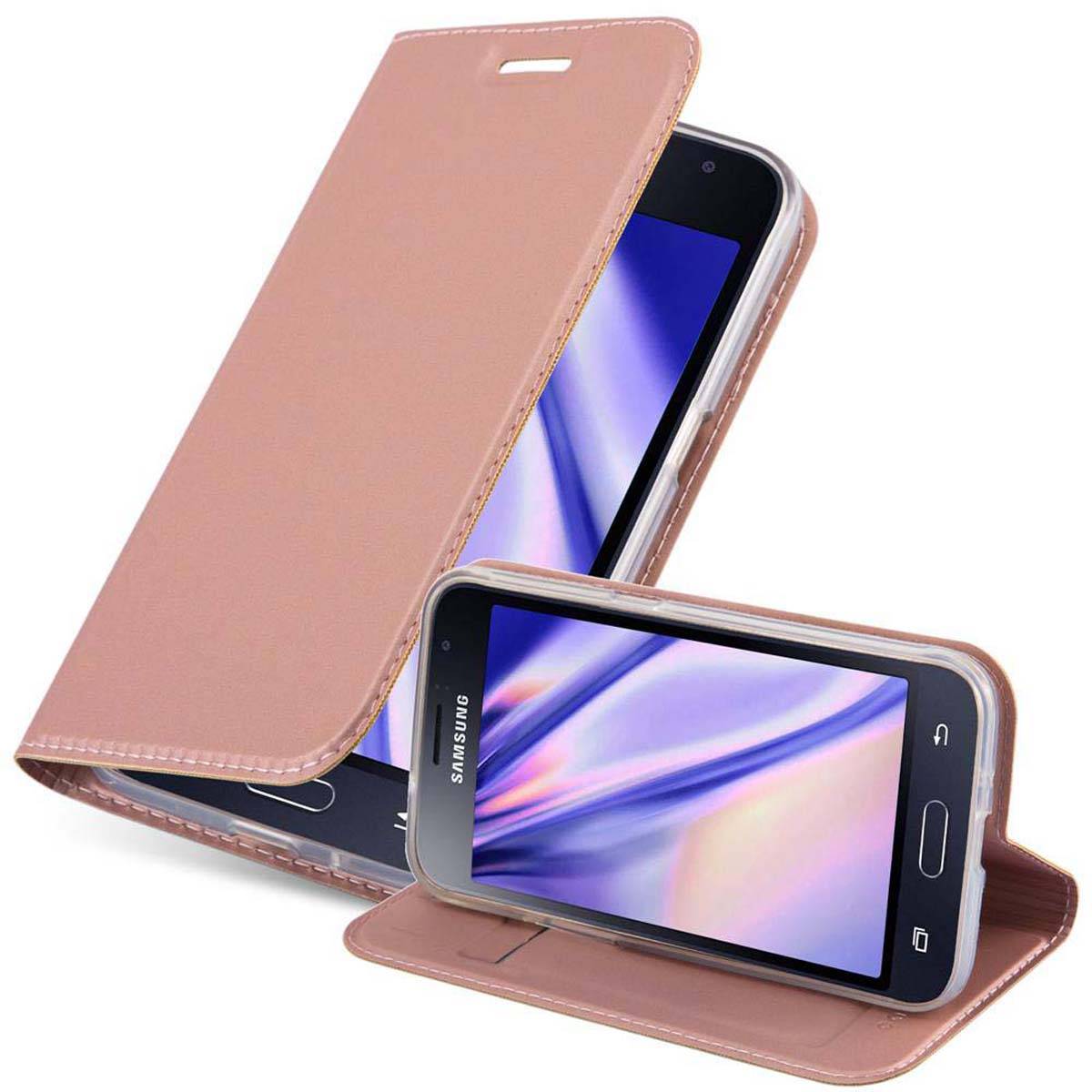 Cadorabo Handyhülle für Samsung Galaxy J1 2015 Schutz Hülle in Rosa Cover Etui Book Case Booklet