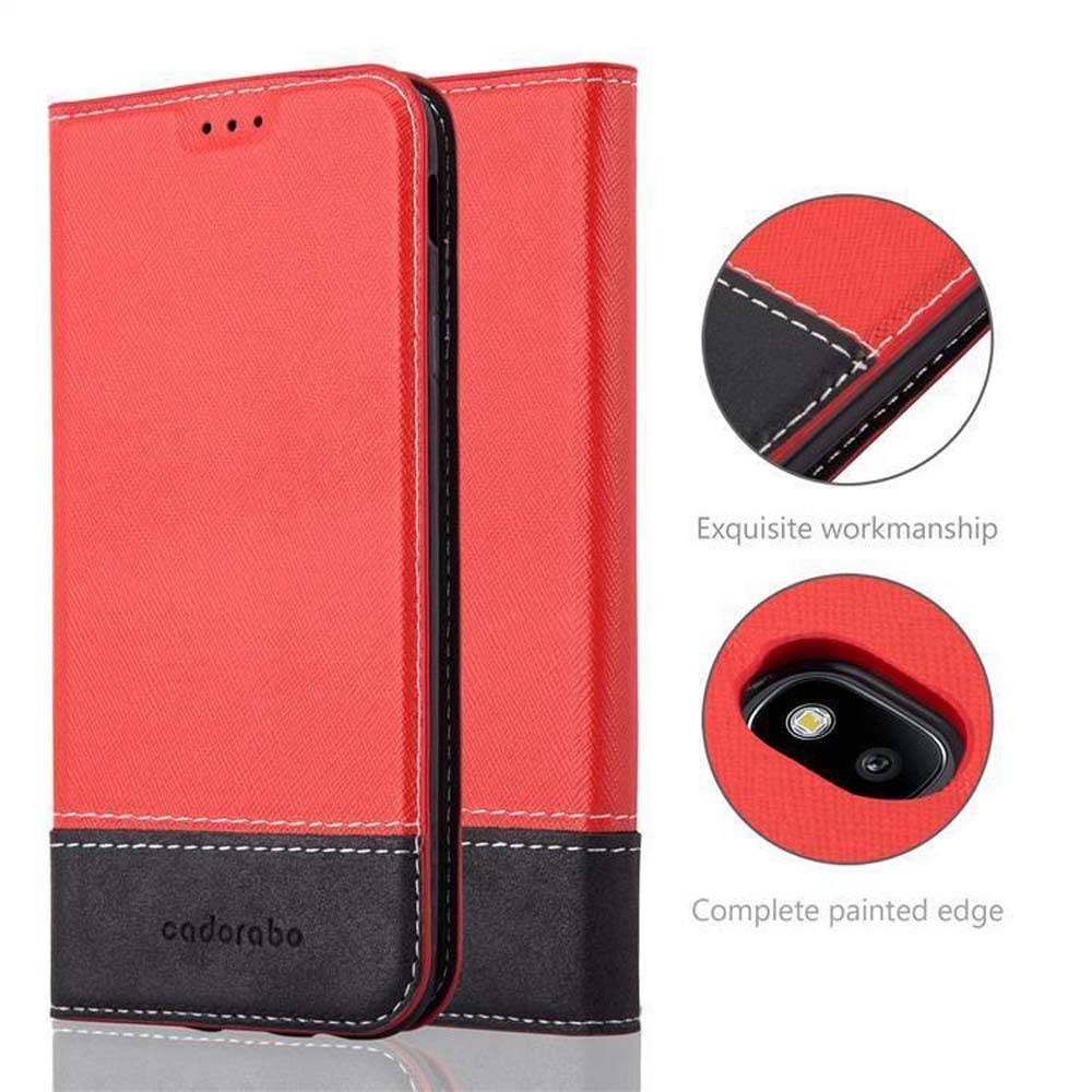 Cadorabo Hülle für Samsung Galaxy J3 2017 Schutzhülle in Rot SHandyhülle Book Case Etui Kunstleder