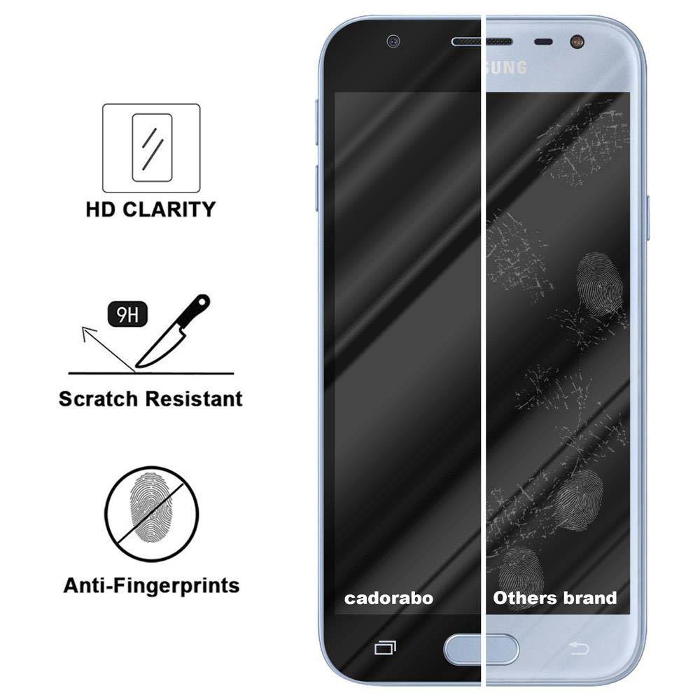 Cadorabo Panzerfolie für Samsung Galaxy J3 PRO Schutzfolie in Schwarz Vollbild Folie Tempered Display Schutzglas