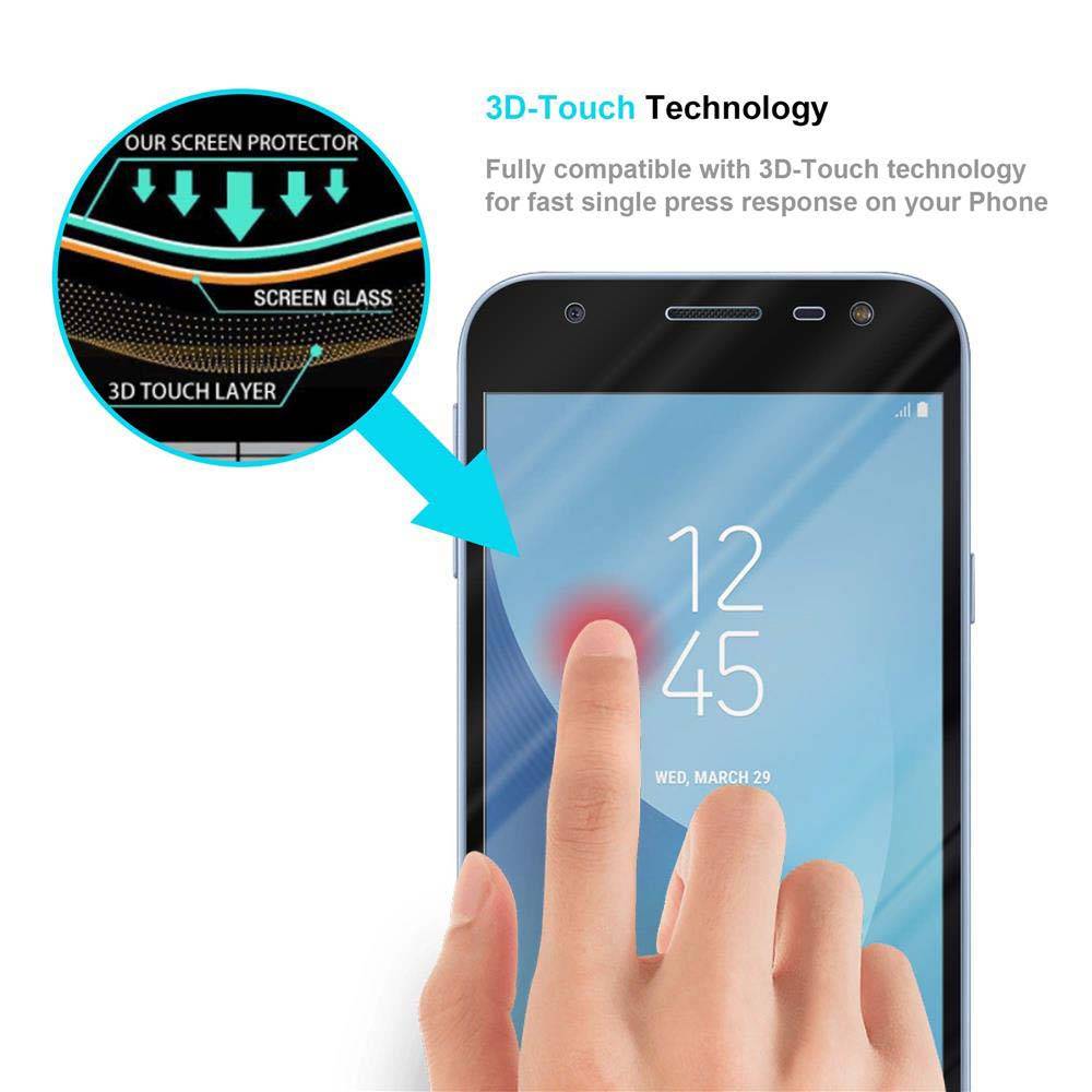 Cadorabo Panzerfolie für Samsung Galaxy J3 PRO Schutzfolie in Schwarz Vollbild Folie Tempered Display Schutzglas