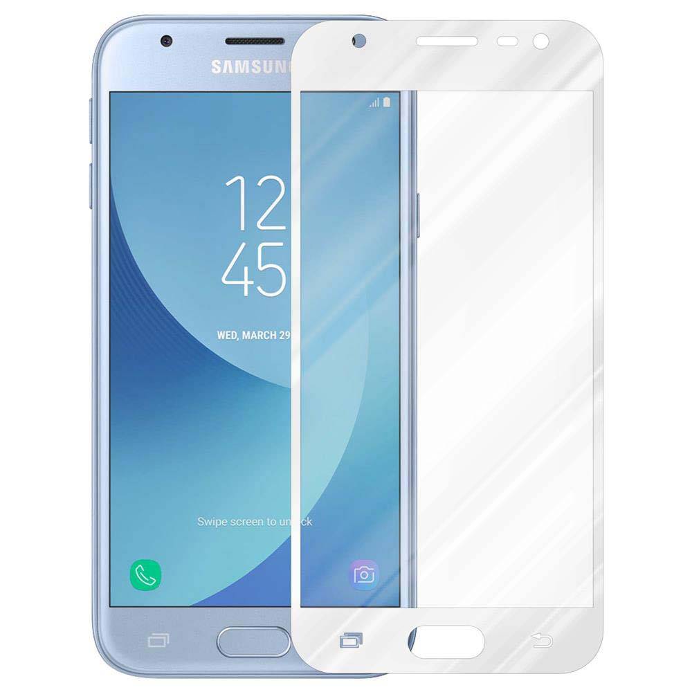 Cadorabo Panzerfolie für Samsung Galaxy J3 PRO Schutzfolie in Weiß Vollbild Folie Tempered Display Schutzglas