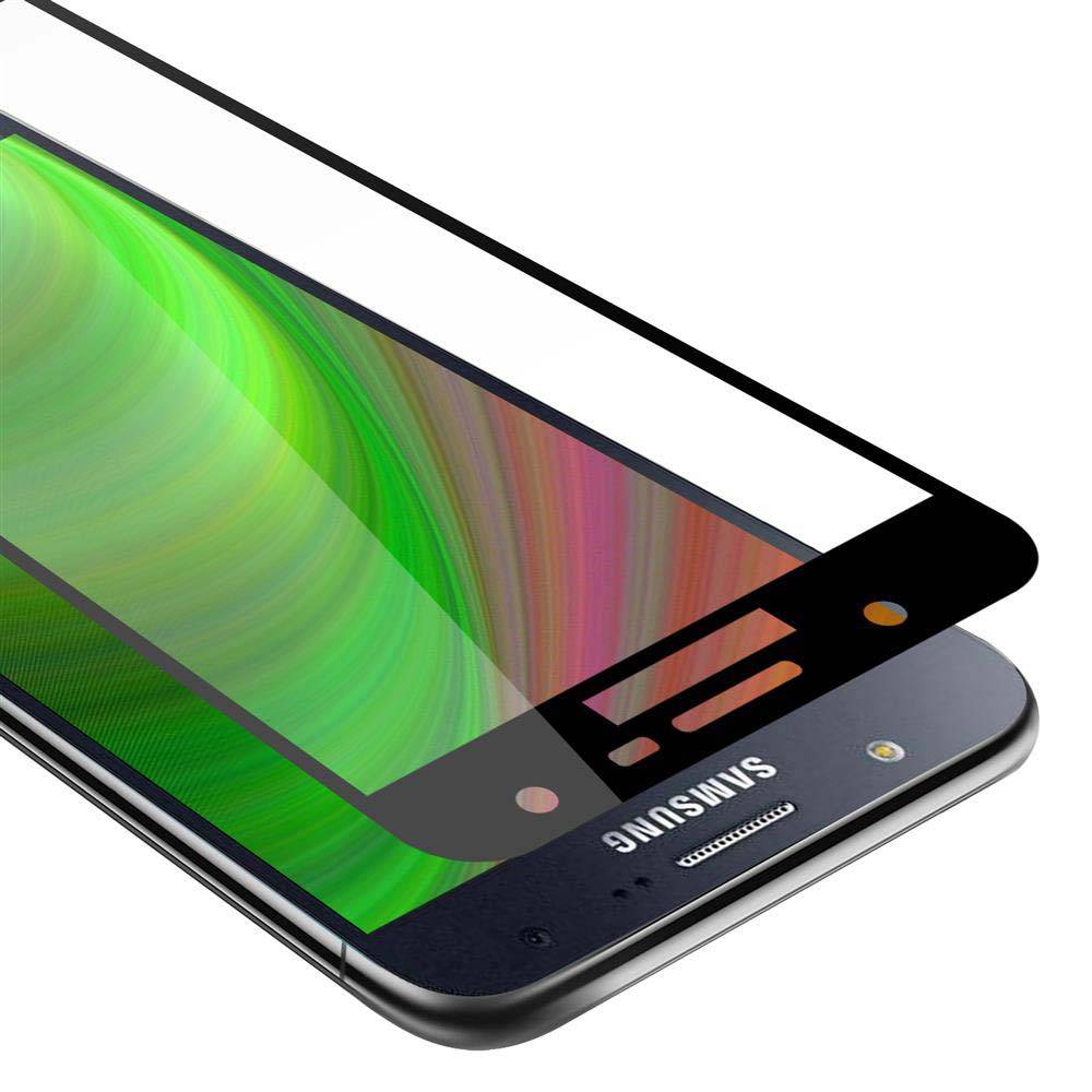 Cadorabo Panzerfolie für Samsung Galaxy J7 2015 Schutzfolie in Schwarz Vollbild Folie Tempered Display Schutzglas