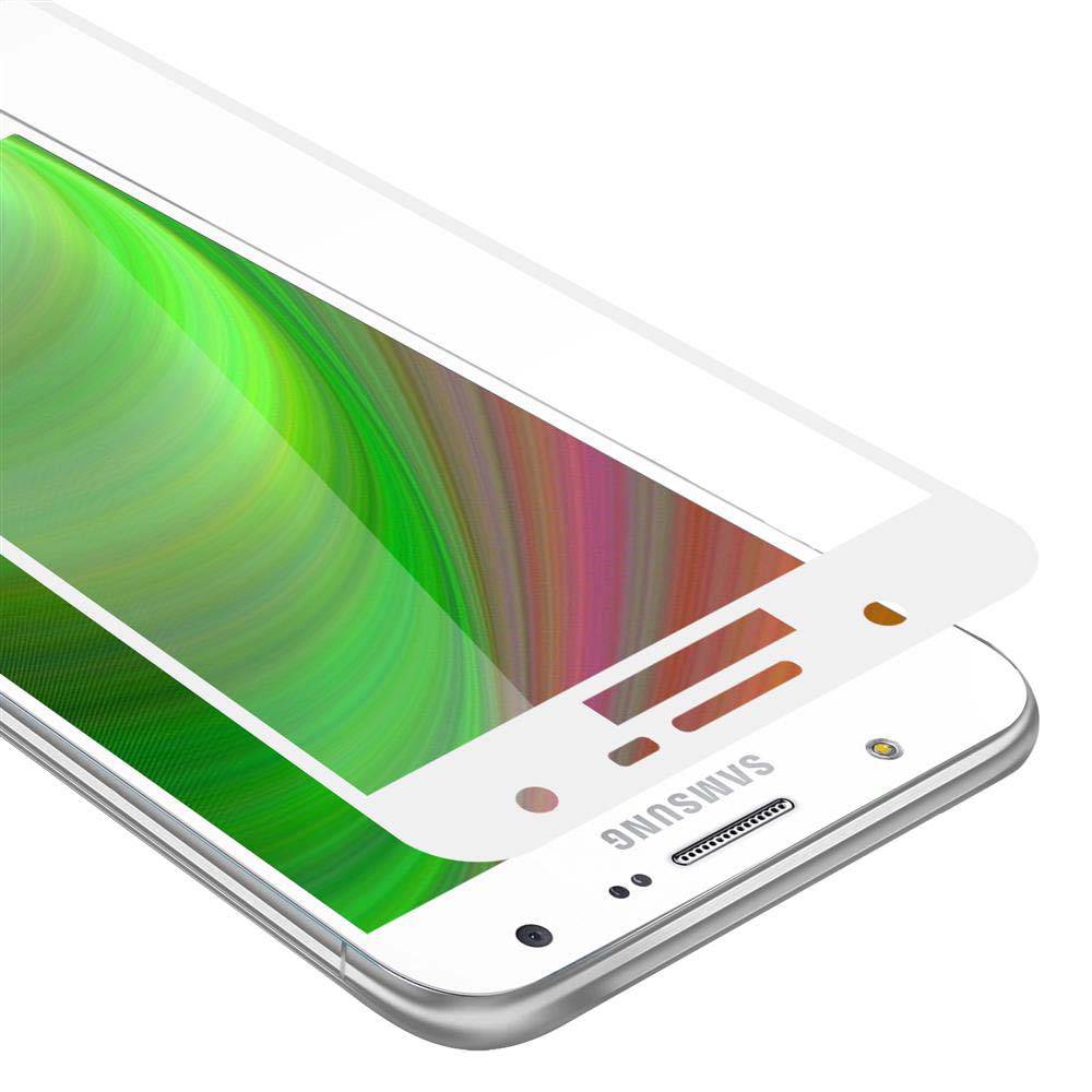 Cadorabo Panzerfolie für Samsung Galaxy J7 2015 Schutzfolie in Weiß Vollbild Folie Tempered Display Schutzglas