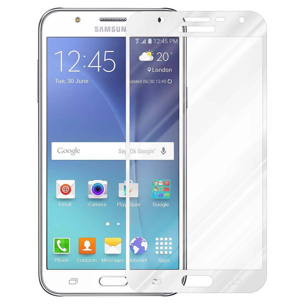 Cadorabo Panzerfolie für Samsung Galaxy J7 2015 Schutzfolie in Weiß Vollbild Folie Tempered Display Schutzglas