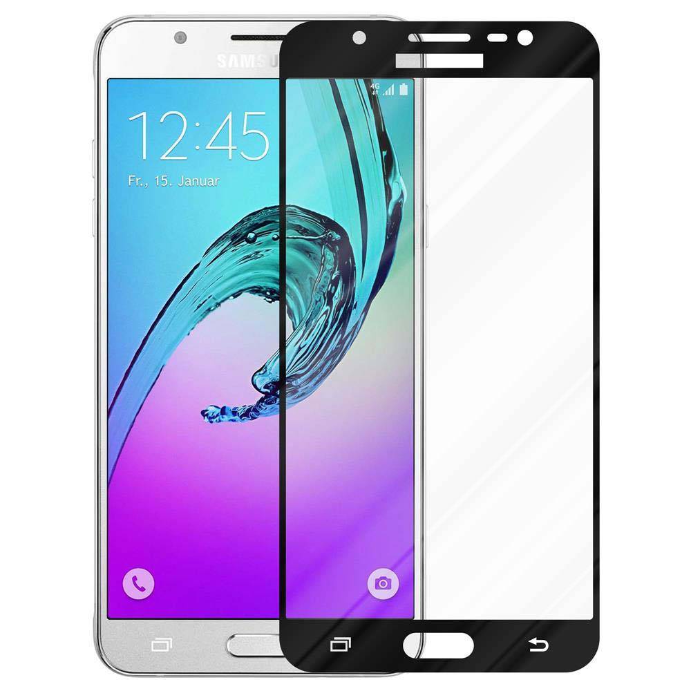 Cadorabo Panzerfolie für Samsung Galaxy J7 2016 Schutzfolie in Schwarz Vollbild Folie Tempered Display Schutzglas