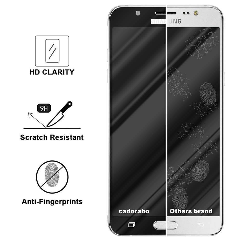 Cadorabo Panzerfolie für Samsung Galaxy J7 2016 Schutzfolie in Schwarz Vollbild Folie Tempered Display Schutzglas