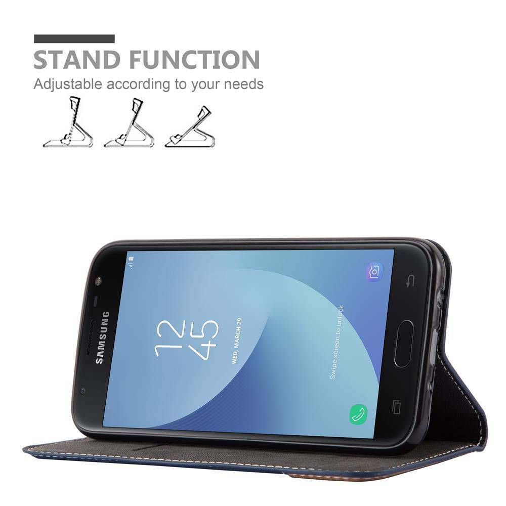Cadorabo Hülle für Samsung Galaxy J7 2017 Schutzhülle in Blau SHandyhülle Book Case Etui Kunstleder