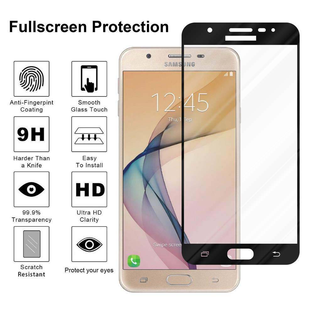 Cadorabo Panzerfolie für Samsung Galaxy J7 PRIME / ON7 2016 Schutzfolie in Schwarz Vollbild Folie Tempered Display