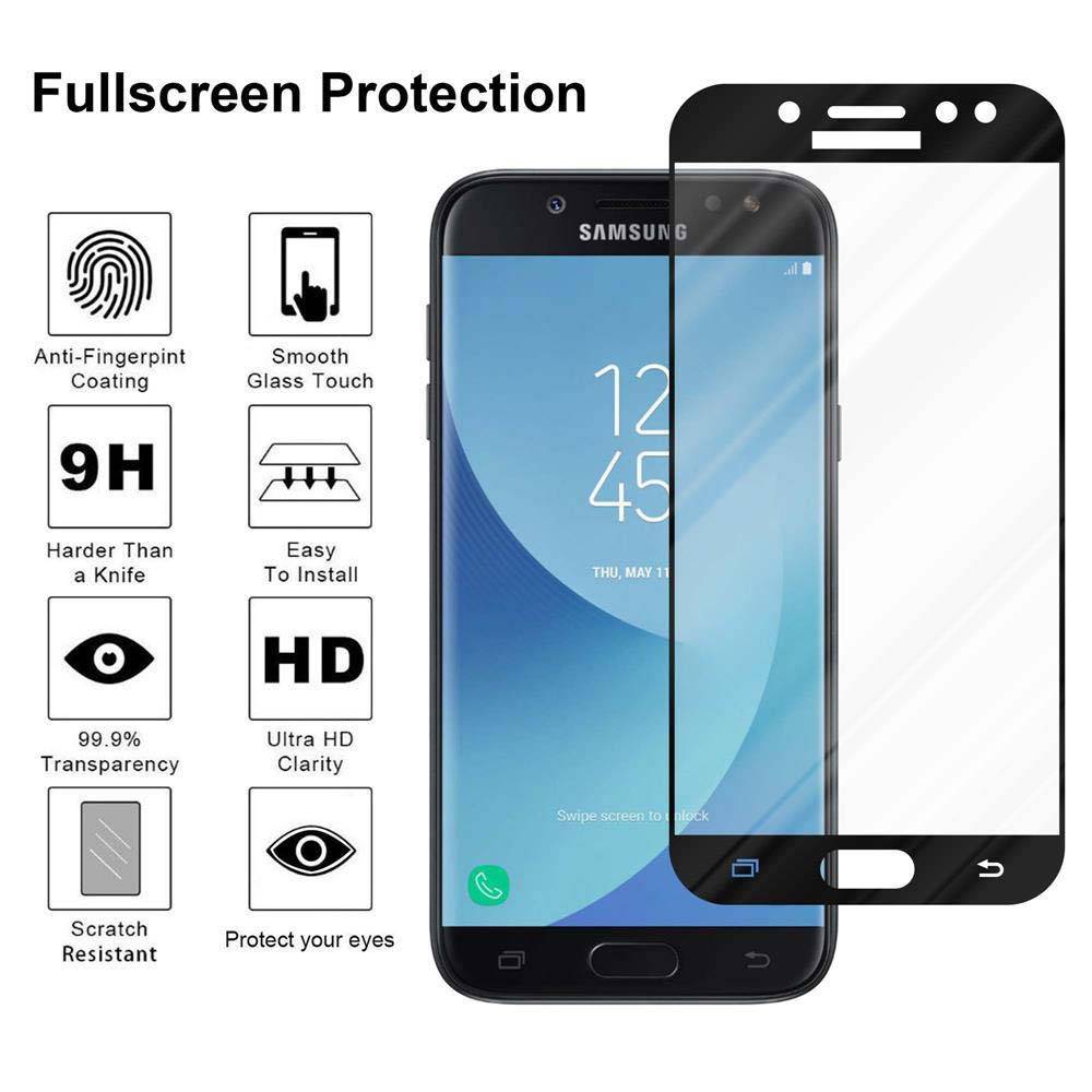 Cadorabo Panzerfolie für Samsung Galaxy J7 PRO Schutzfolie in Schwarz Vollbild Folie Tempered Display Schutzglas