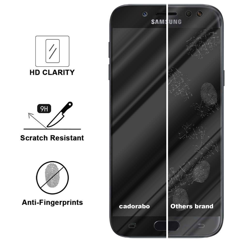 Cadorabo Panzerfolie für Samsung Galaxy J7 PRO Schutzfolie in Schwarz Vollbild Folie Tempered Display Schutzglas