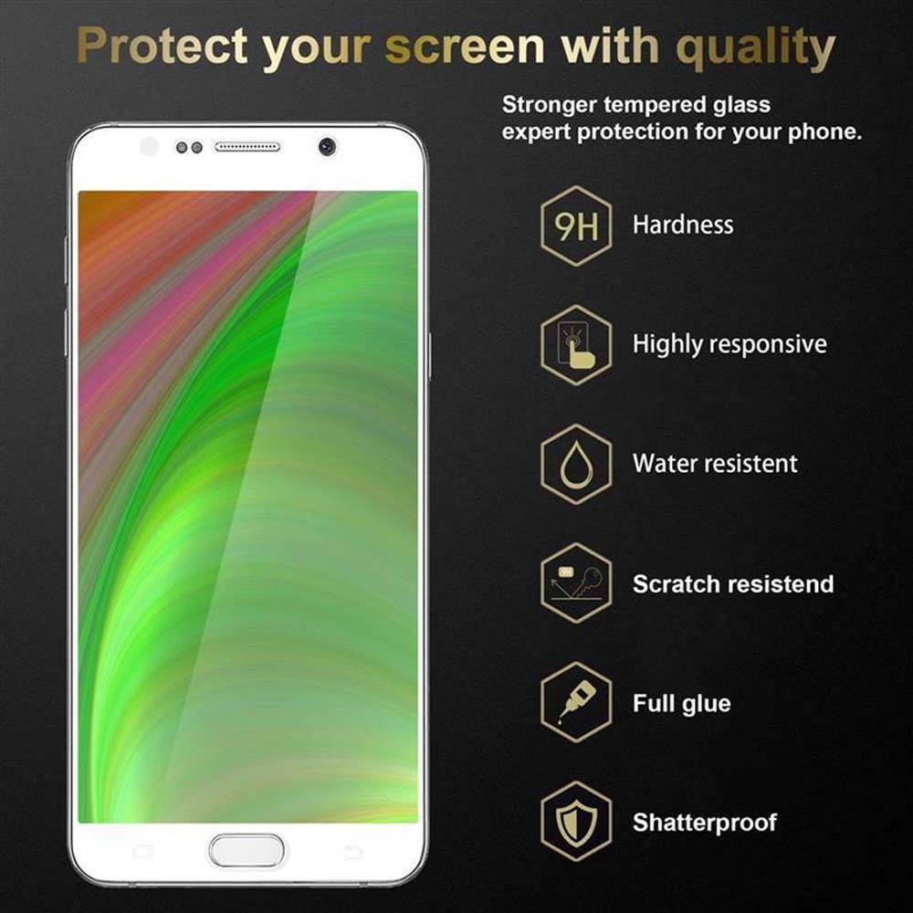 Cadorabo Panzerfolie für Samsung Galaxy NOTE 5 Schutzfolie in Weiß Vollbild Folie Tempered Display Schutzglas