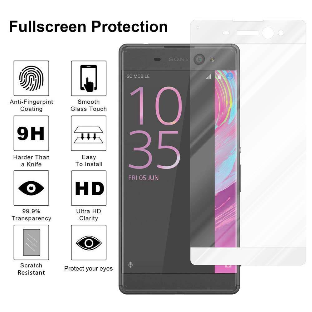Cadorabo Panzerfolie für Sony Xperia XA ULTRA Schutzfolie in Weiß Vollbild Folie Tempered Display Schutzglas