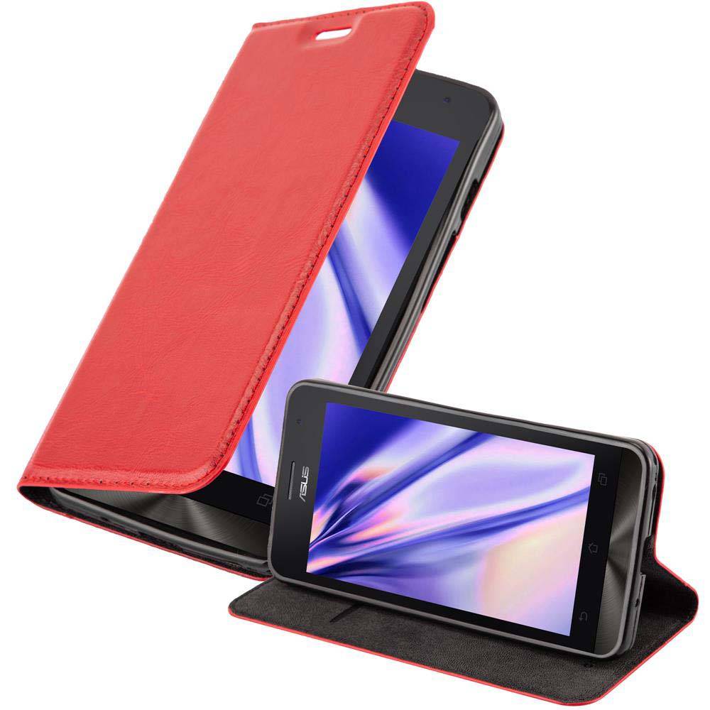 Cadorabo Hülle für Asus ZenFone 5 2014 Schutz Hülle in Rot Handyhülle Etui Case Cover Magnetverschluss
