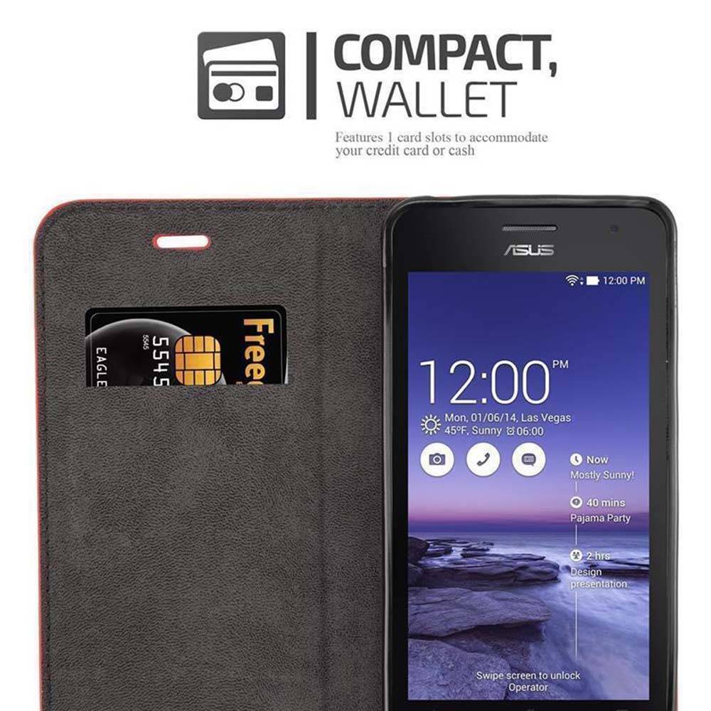 Cadorabo Hülle für Asus ZenFone 5 2014 Schutz Hülle in Rot Handyhülle Etui Case Cover Magnetverschluss
