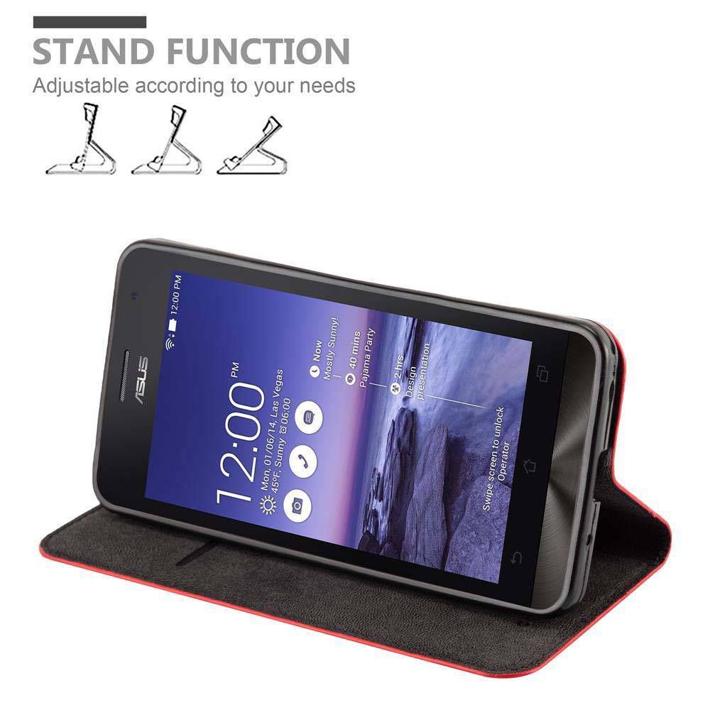 Cadorabo Hülle für Asus ZenFone 5 2014 Schutz Hülle in Rot Handyhülle Etui Case Cover Magnetverschluss