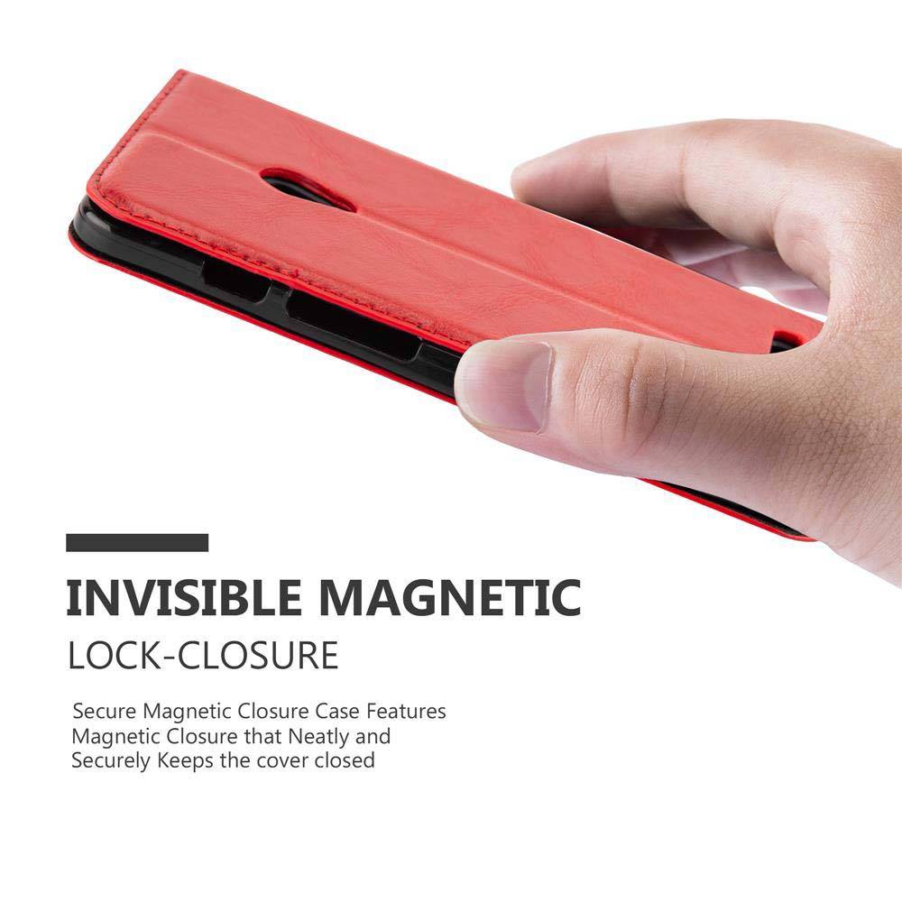 Cadorabo Hülle für Asus ZenFone 5 2014 Schutz Hülle in Rot Handyhülle Etui Case Cover Magnetverschluss