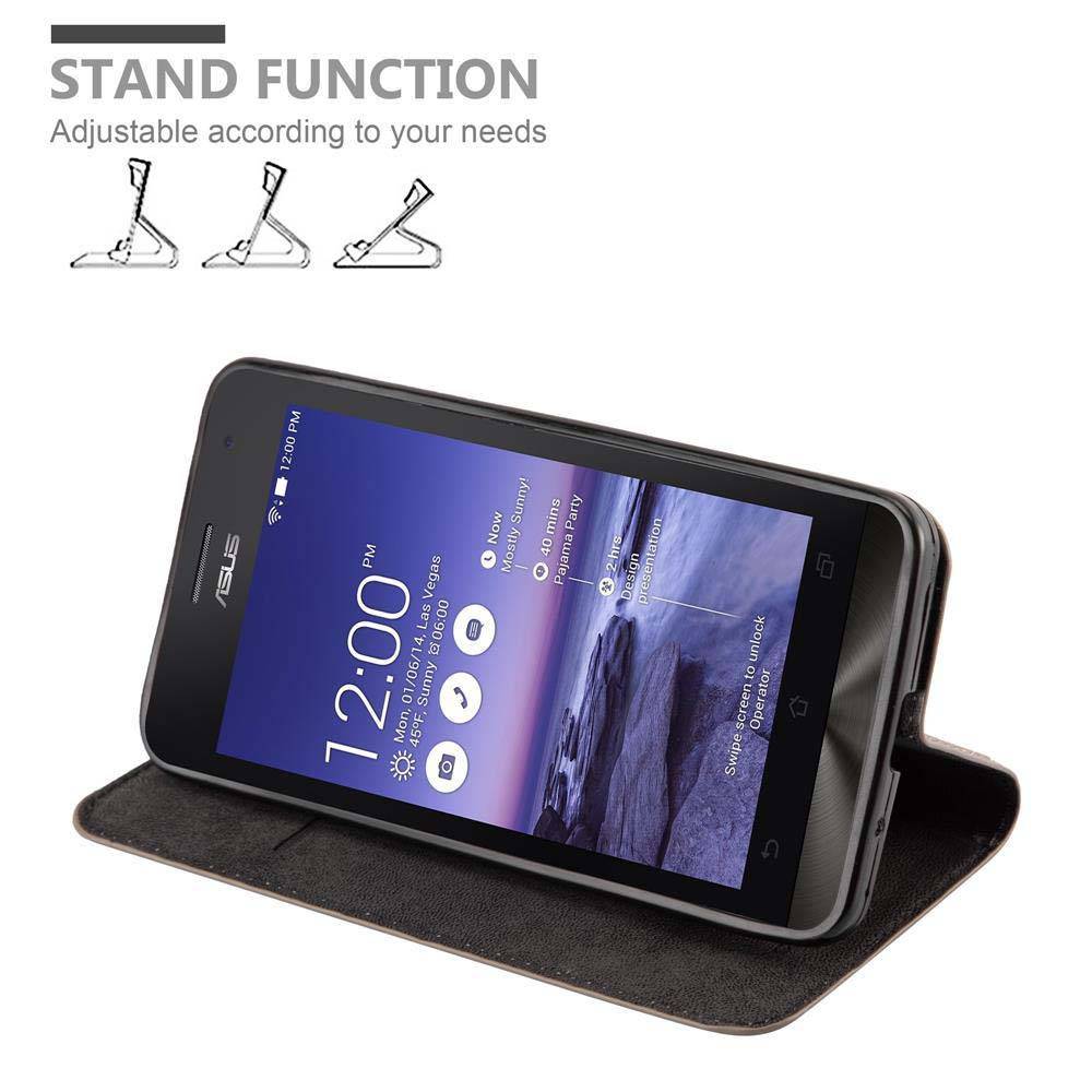 Cadorabo Hülle für Asus ZenFone 5 2014 Schutz Hülle in Braun Handyhülle Etui Case Cover Magnetverschluss