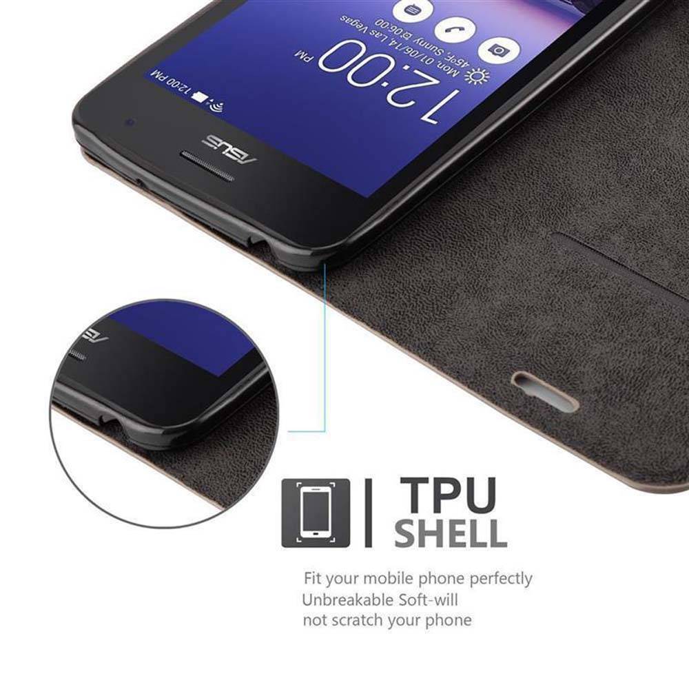 Cadorabo Hülle für Asus ZenFone 5 2014 Schutz Hülle in Braun Handyhülle Etui Case Cover Magnetverschluss