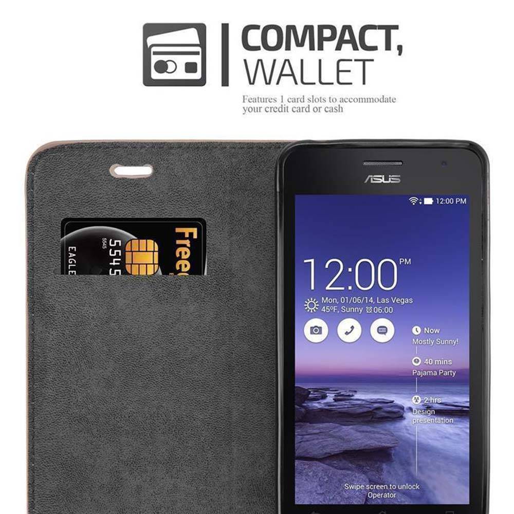 Cadorabo Hülle für Asus ZenFone 5 2014 Schutz Hülle in Braun Handyhülle Etui Case Cover Magnetverschluss