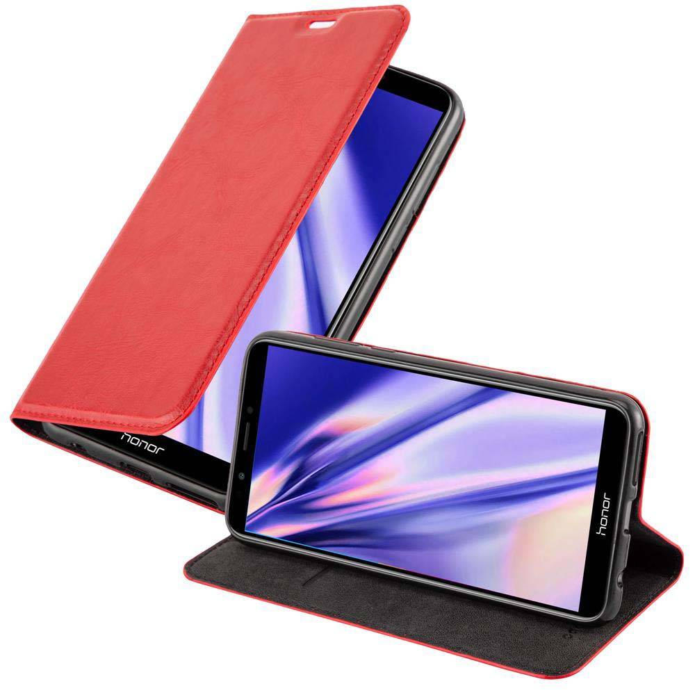 Cadorabo Hülle für Honor 7C / Huawei Y7 2018 Schutz Hülle in Rot Handyhülle Etui Case Cover Magnetverschluss