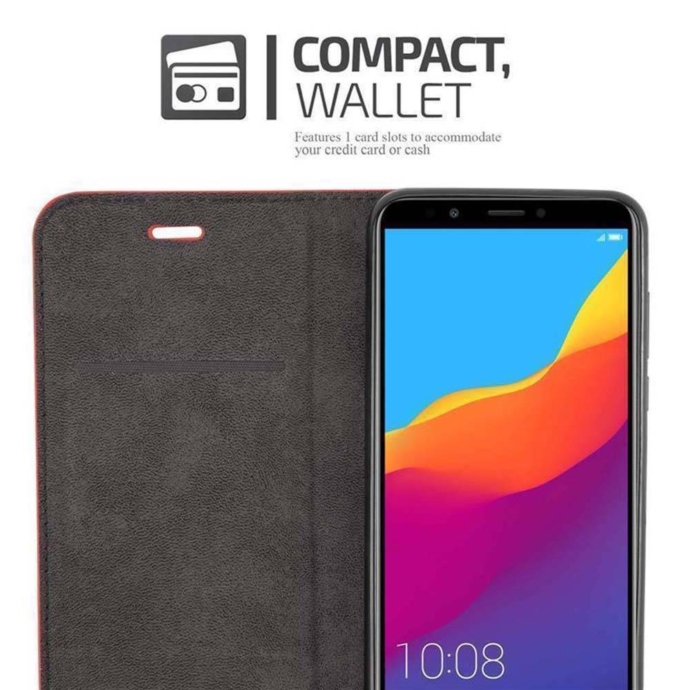 Cadorabo Hülle für Honor 7C / Huawei Y7 2018 Schutz Hülle in Rot Handyhülle Etui Case Cover Magnetverschluss