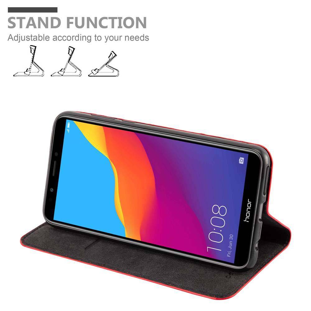 Cadorabo Hülle für Honor 7C / Huawei Y7 2018 Schutz Hülle in Rot Handyhülle Etui Case Cover Magnetverschluss