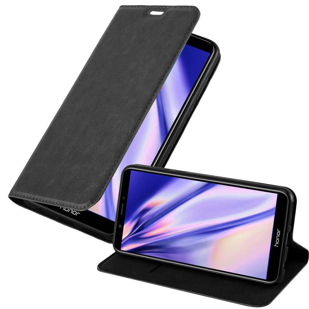 Cadorabo Hülle für Honor 7C / Huawei Y7 2018 Schutz Hülle in Schwarz Handyhülle Etui Case Cover Magnetverschluss