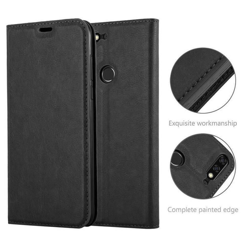 Cadorabo Hülle für Honor 7C / Huawei Y7 2018 Schutz Hülle in Schwarz Handyhülle Etui Case Cover Magnetverschluss